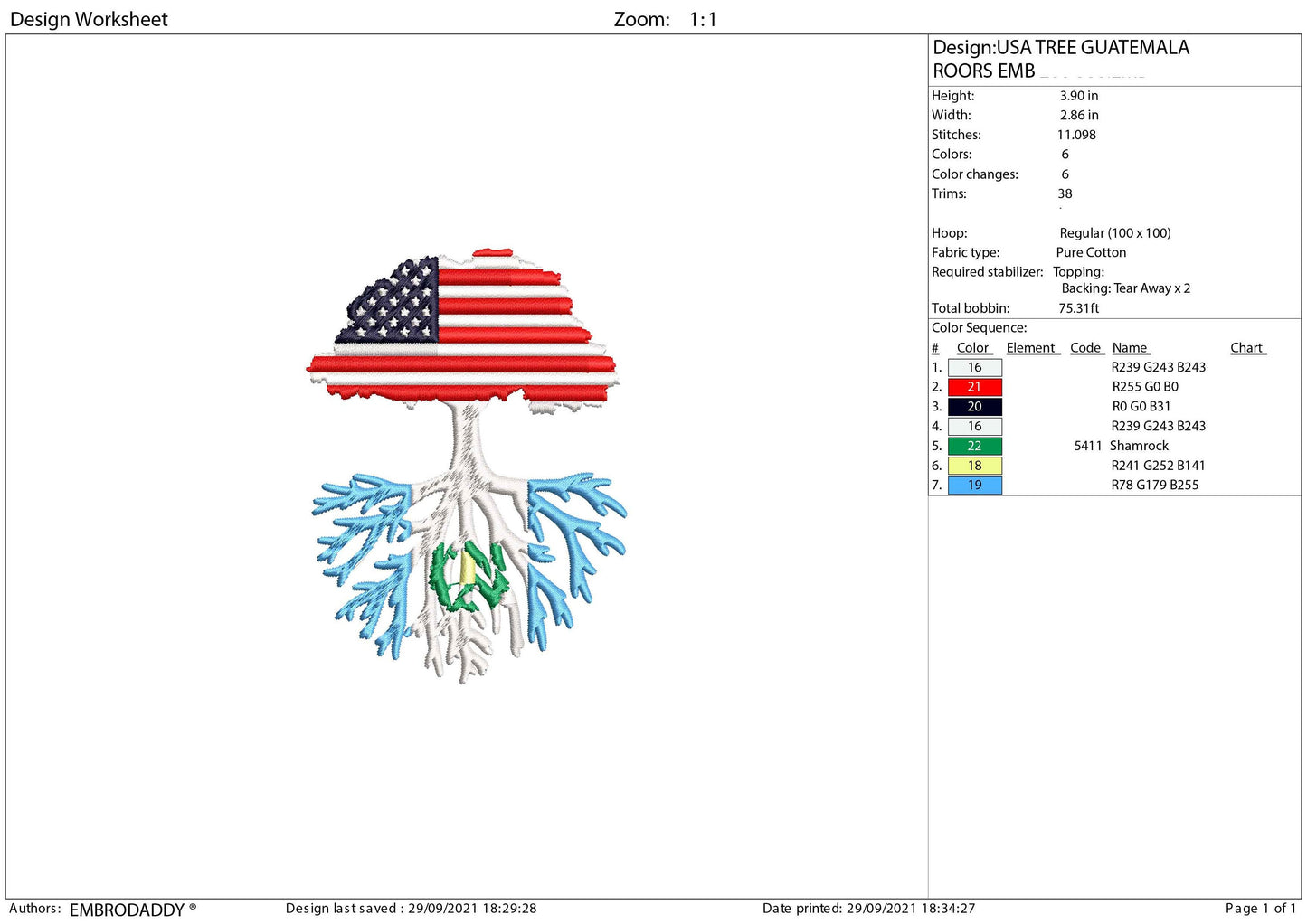 Machine Embroidery, USA tree Guatemala Roots Family Quote, gift idea PES, xxx, hus & more, Family reunion American Flag Guatemala Flag