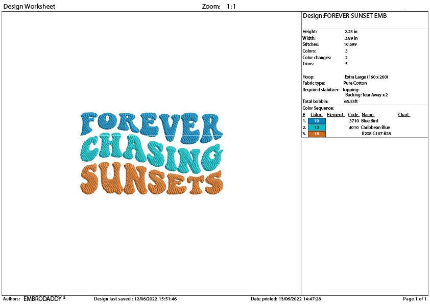 Machine Embroidery, forever chasing sunset embroidery files, weavy summer saying pes Gift Idea, Design PES, xxx, hus & more, embroidery pes