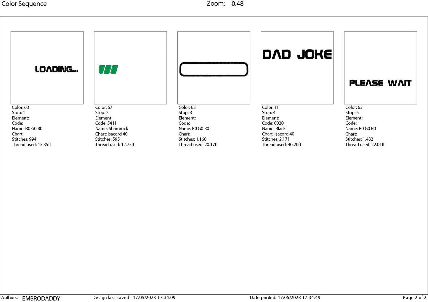 Machine Embroidery files, Dad joke loading, DST, PES, hus & more