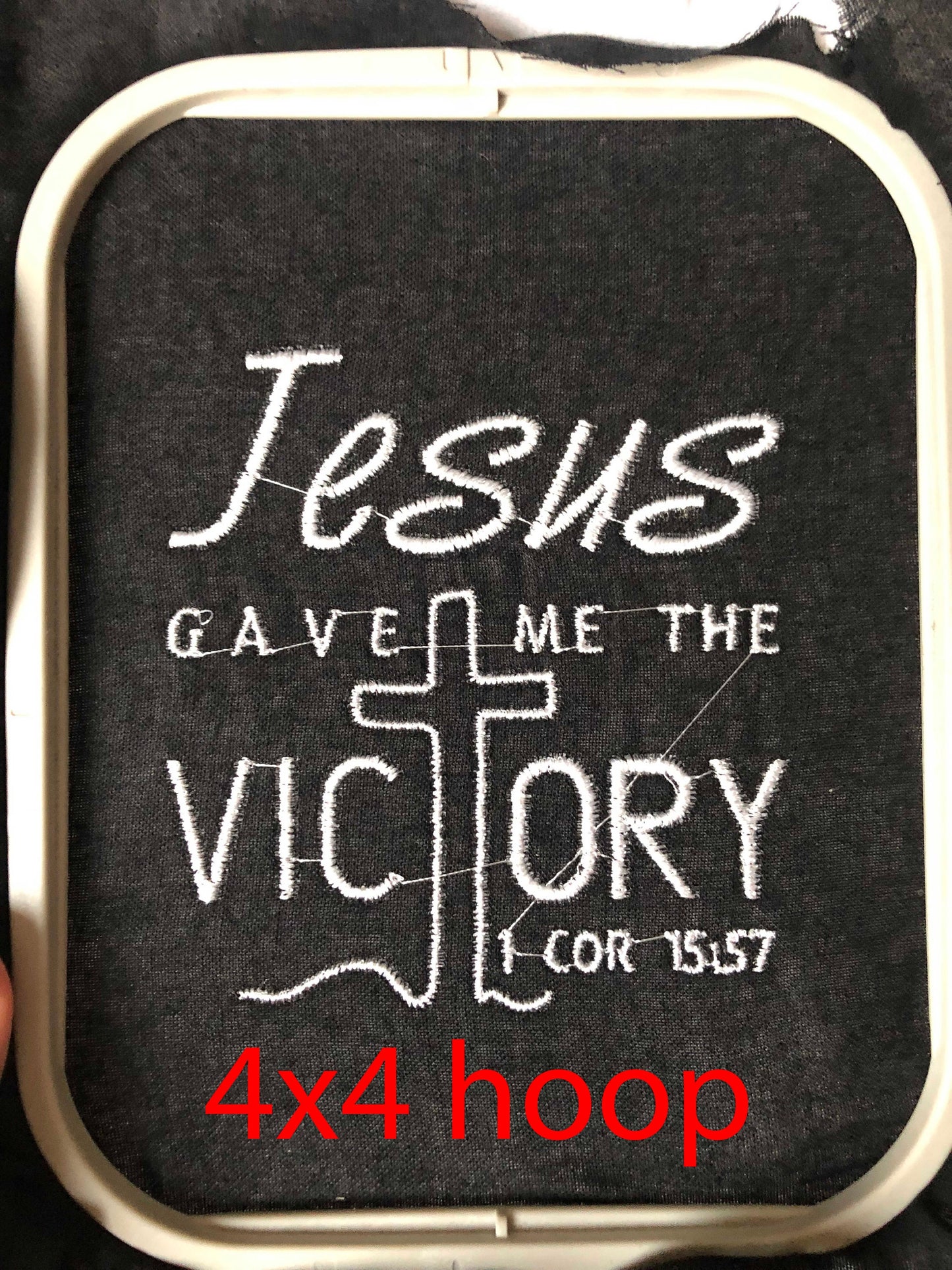 Machine Embroidery files, Jesus gave me the Victory, PES, DST, xxx, hus & more