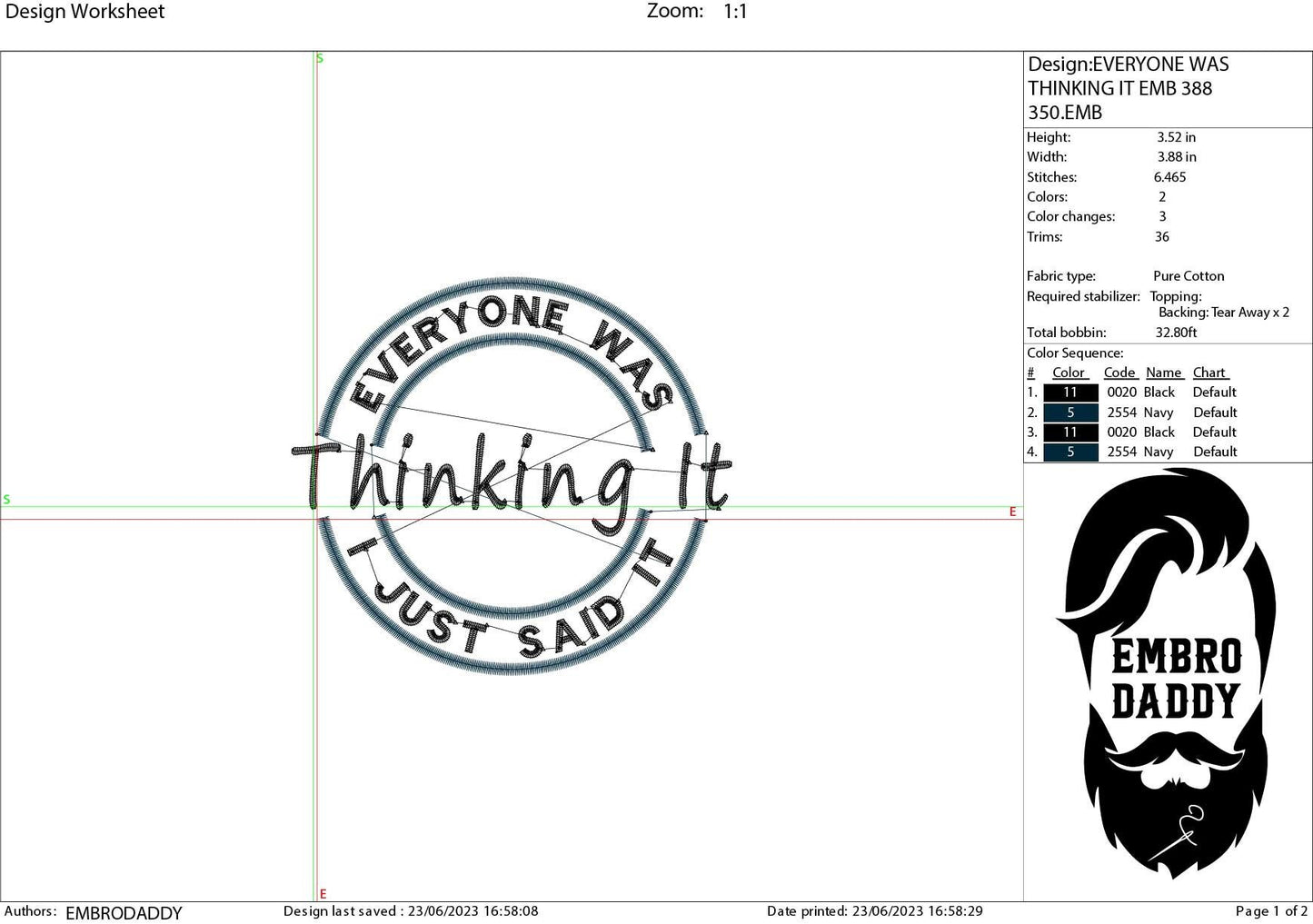 Machine Embroidery files, everyone was thinking it, DST, PES, xxx, hus & more