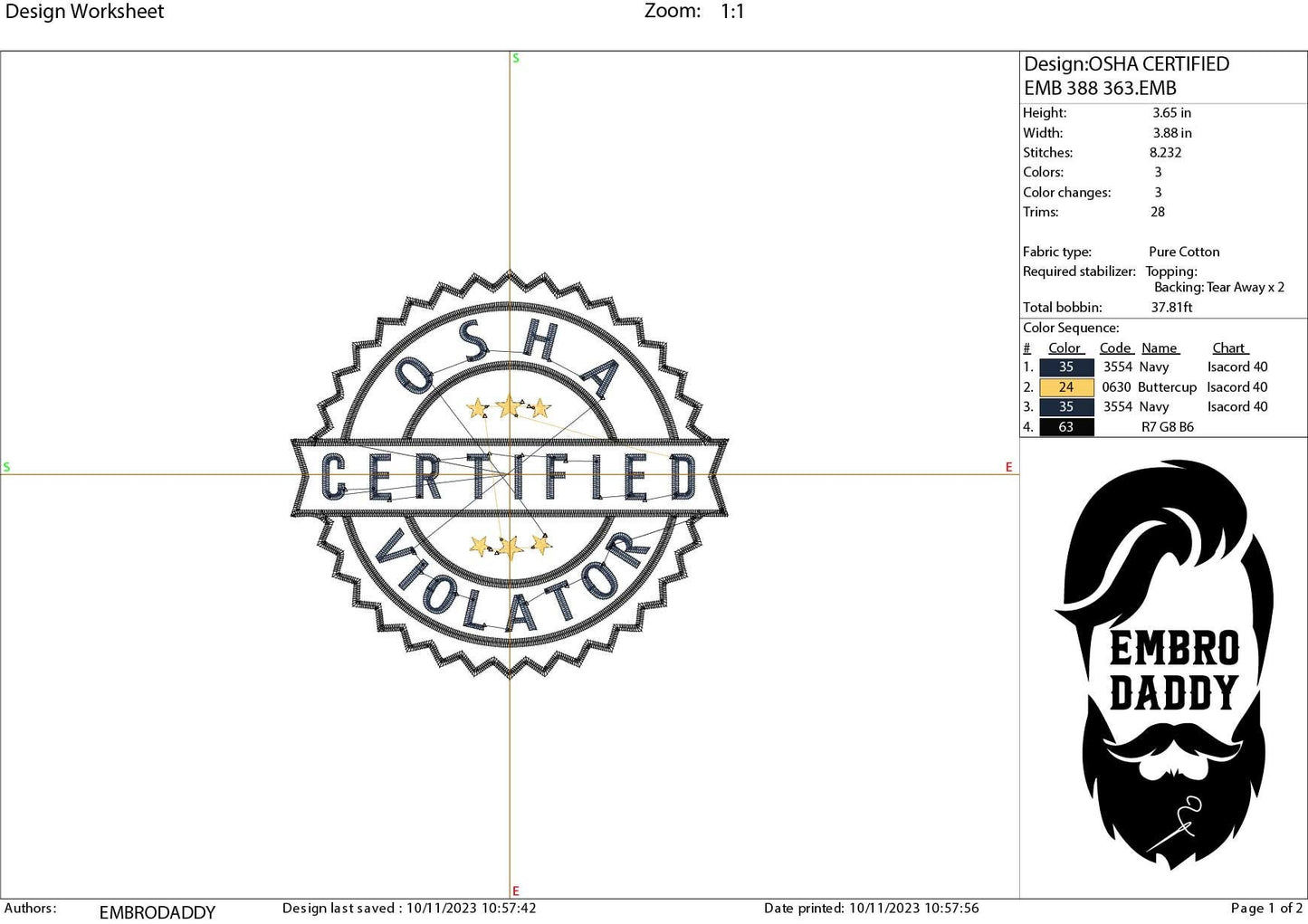 Machine Embroidery files, OSHA certified violator, PES, DST, xxx, hus and more