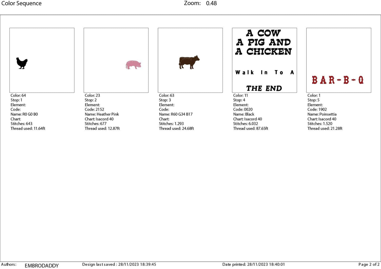 Machine Embroidery files, a cow a pig and a chicken, BBQ, grill, DST, PES, xxx, hus, dst & more