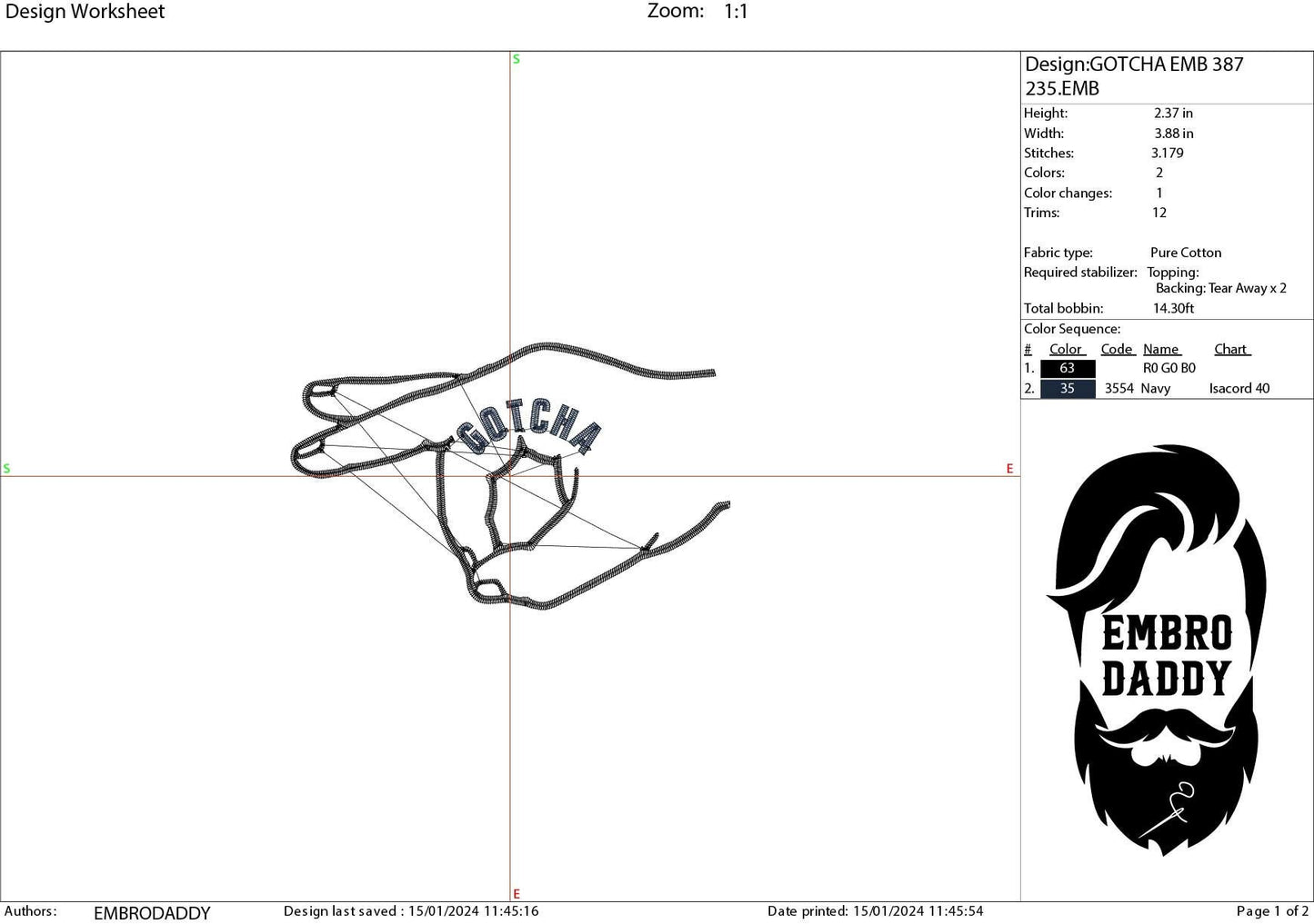 Machine embroidery files, Gotcha Hand, Sarcastic, Funny, PES, DST, hus & more