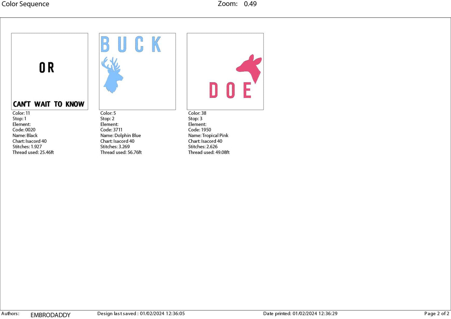 Machine embroidery files, buck or doe can't wait to know, PES, DST, hus & more