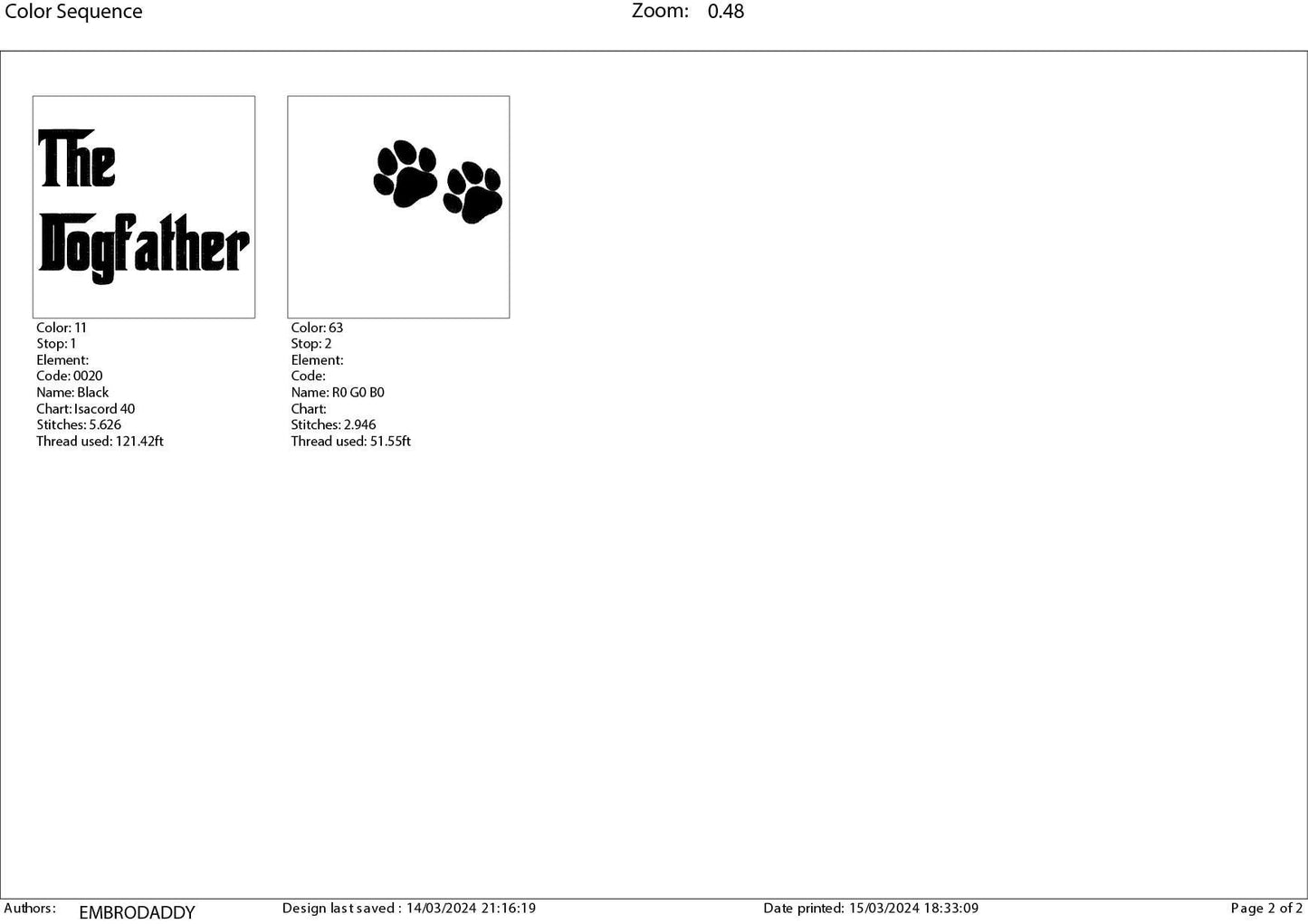 Machine Embroidery files, The Dogfather, DST, PES, xxx, hus & more, father's day