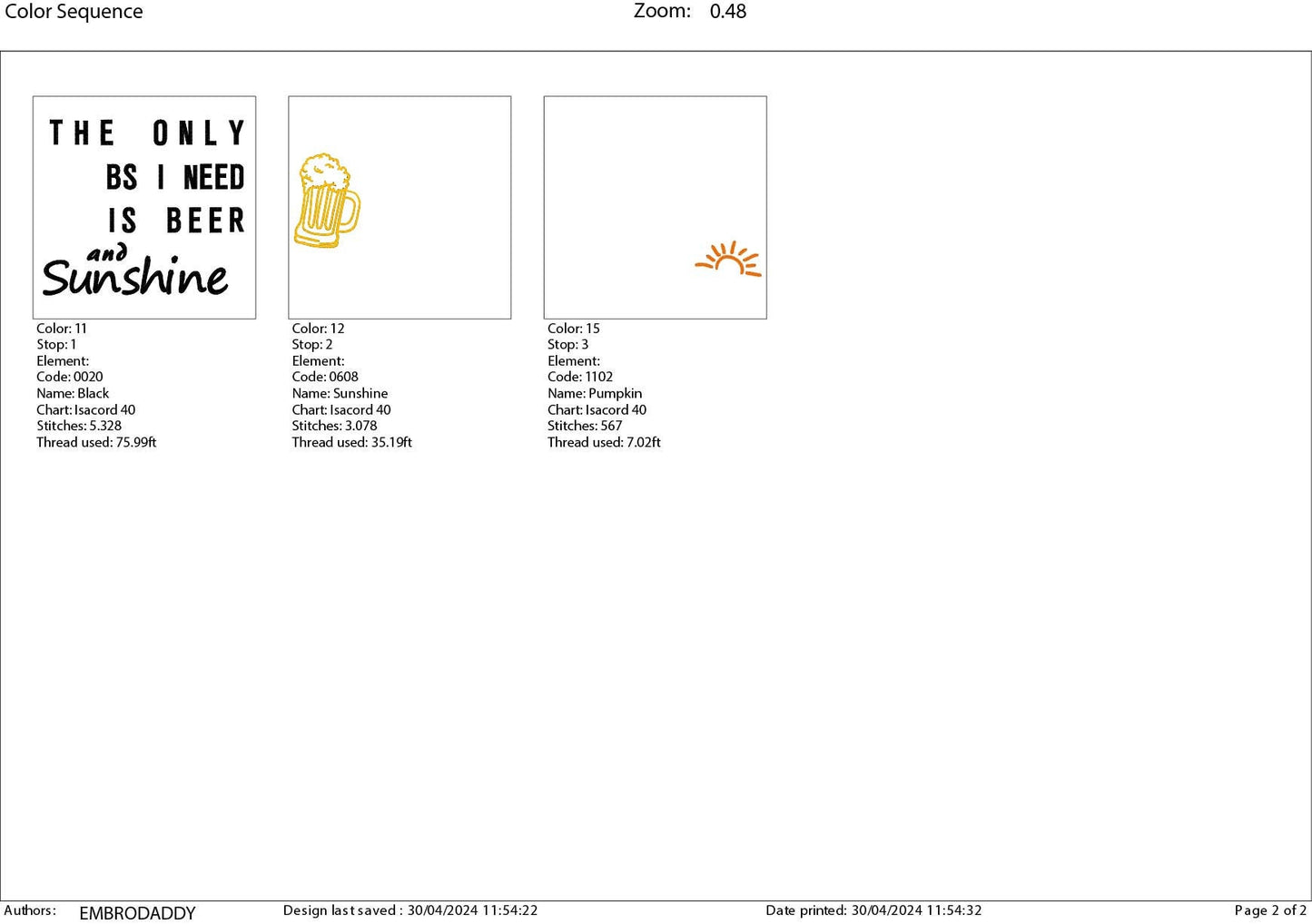 Machine Embroidery files, The Only BS I Need IS Beer And Sunshine, dst, PES, xxx, hus & more