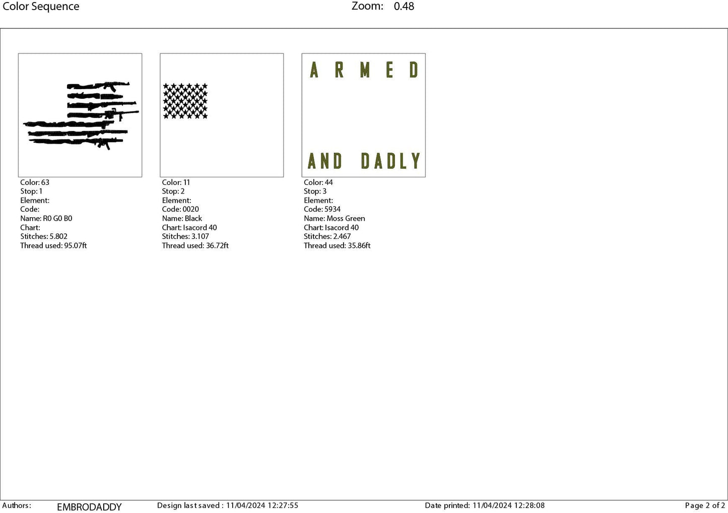 Machine Embroidery files, armed and dadly, USA flag guns, PES, dst, xxx, hus & more