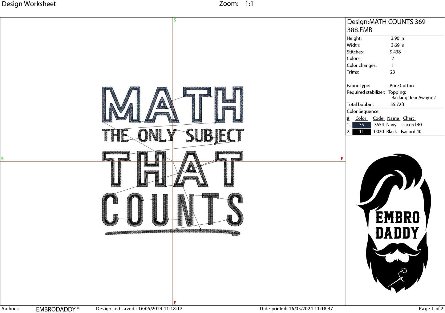 Machine Embroidery files, Math the only subject that counts, Math Teachers, DST, PES, xxx, hus & more