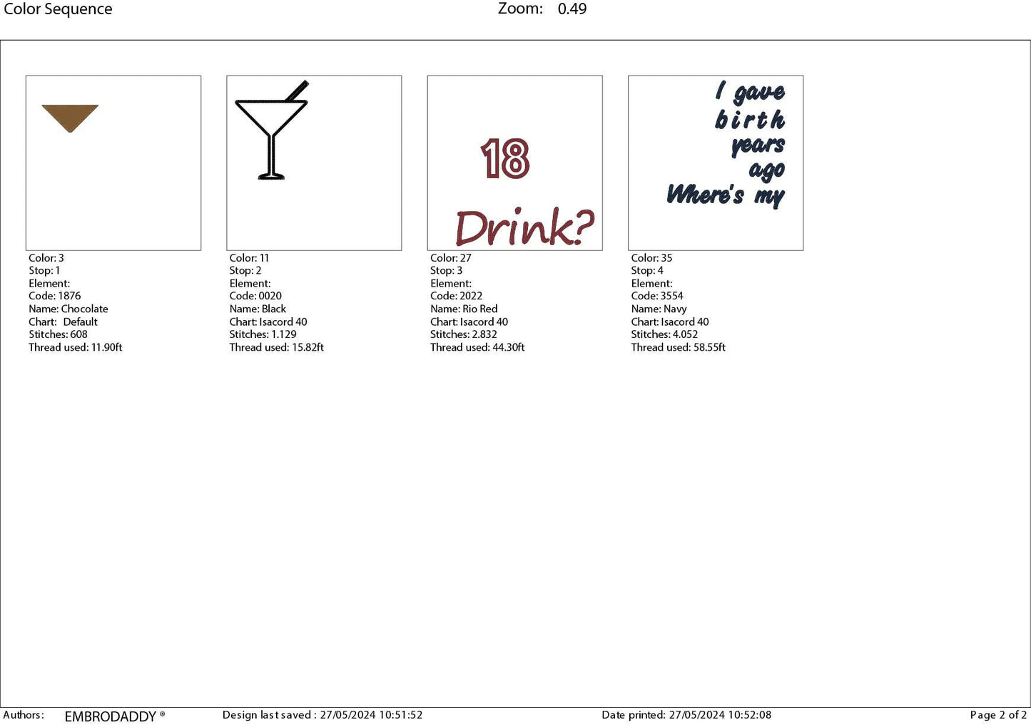 Machine Embroidery files, I gave birth 18 year ago, drink, funny , DST, PES, xxx, hus & more