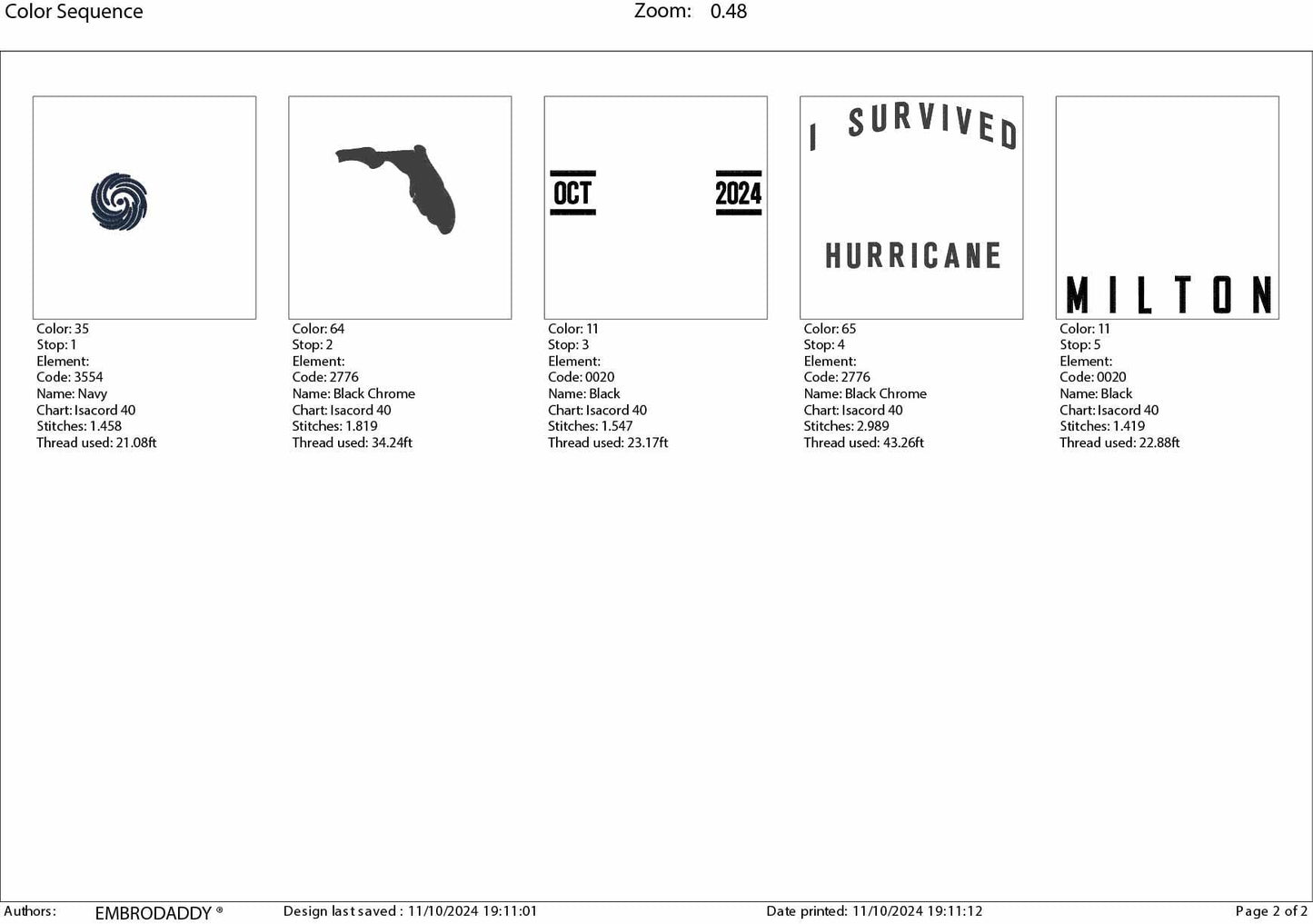 Machine Embroidery files, I survived hurricane Milton, Florida, dst, PES, xxx, hus & more