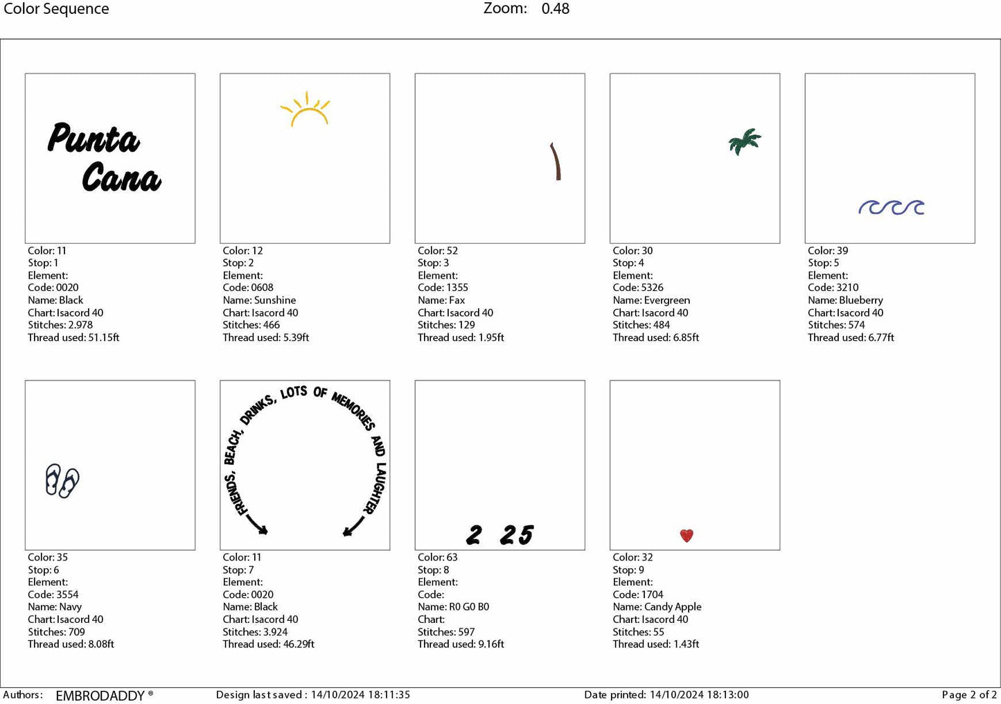 Machine Embroidery files, Punta Cana 2025, family vacation, beach, family trip, PES, xxx, hus & more