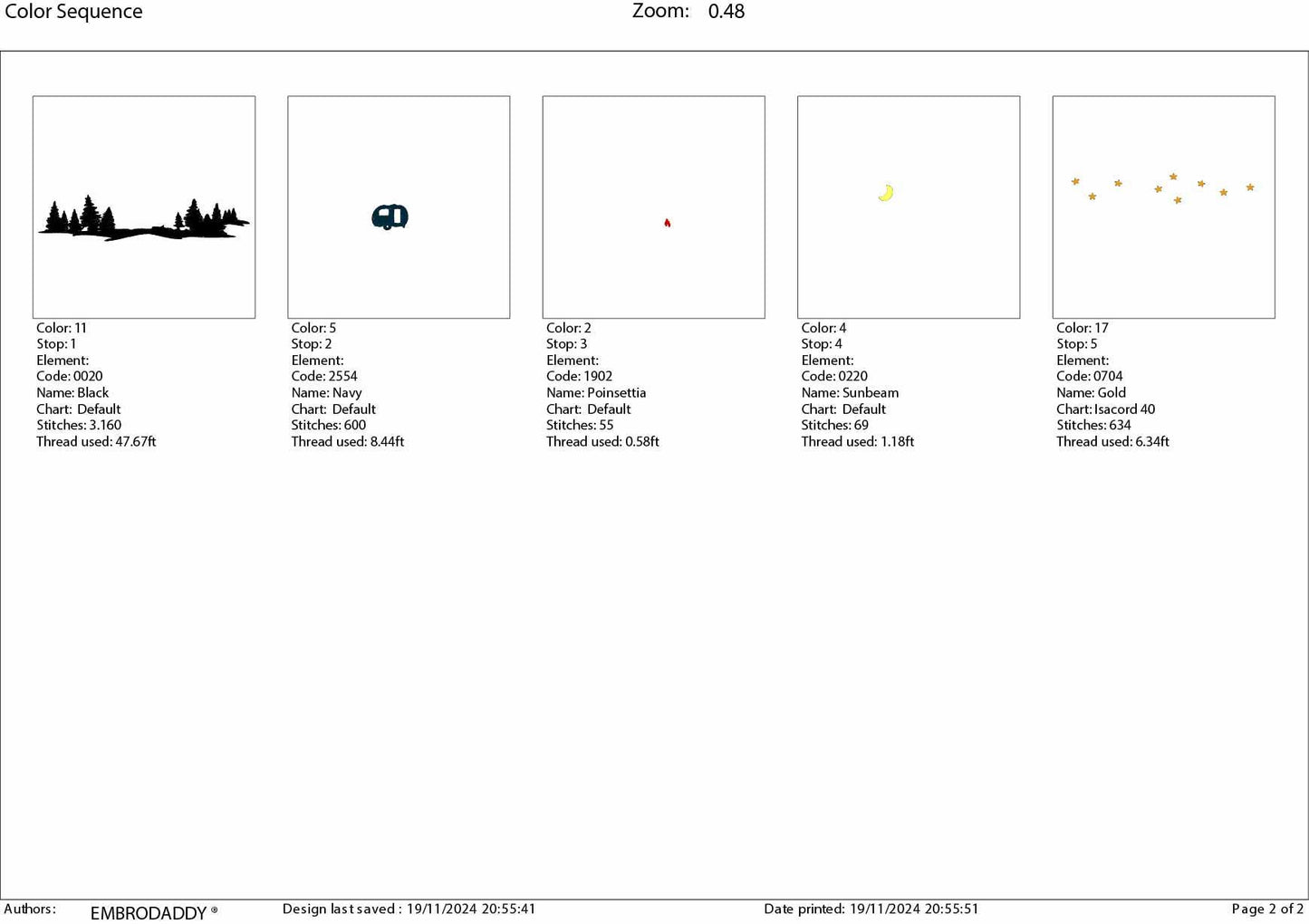 Machine Embroidery files, landscape with trailer, forest, embroidery design PES, hus, dst, vp3 & more