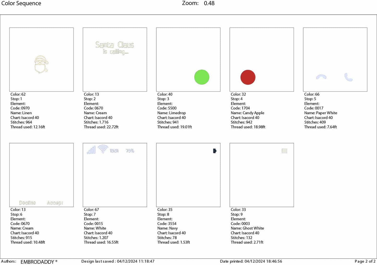 Machine Embroidery files, Incoming Call Santa Claus, Santa is Calling, PES, dst, xxx, hus & more