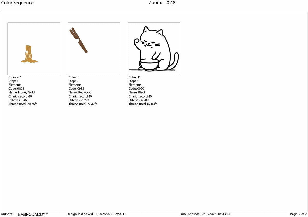 Machine Embroidery files, Cute Cat, Japanese Noodle, Cartoon Cat, Cat Eating Ramen, PES, DST, xxx, hus & more
