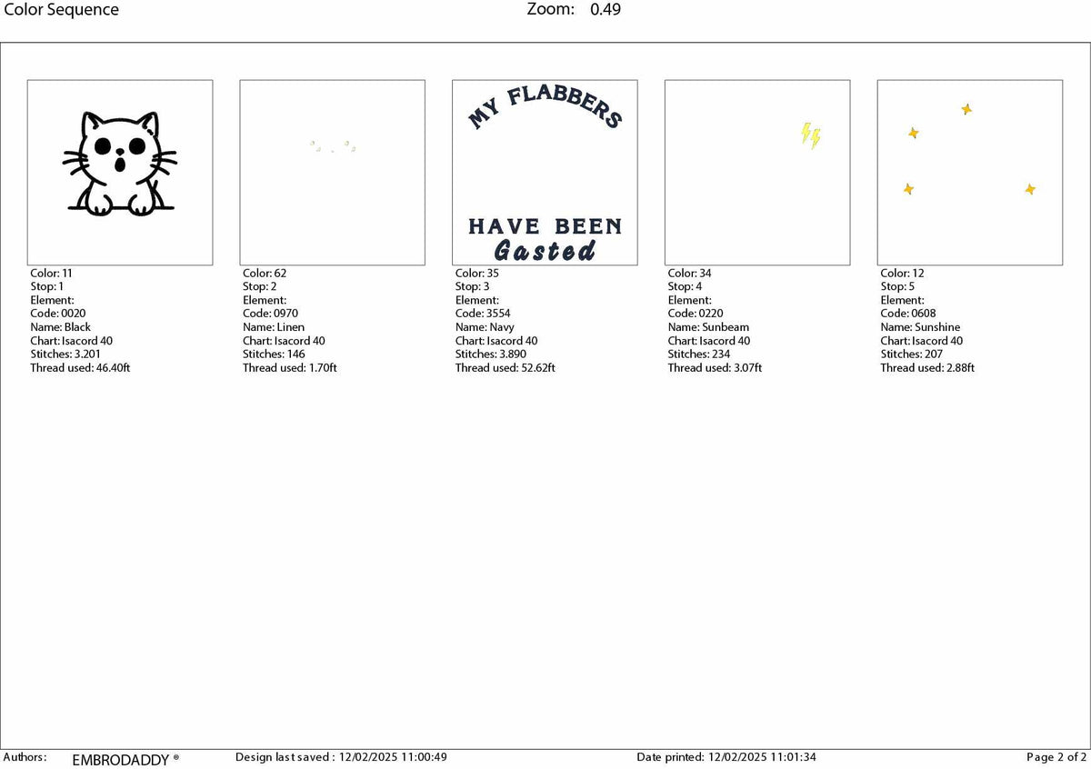 Machine Embroidery files, My Flabbers Have Been Gasted, Funny Cat Design, Snarky, Trendy Sarcastic Cat, PES, DST, xxx, hus & more