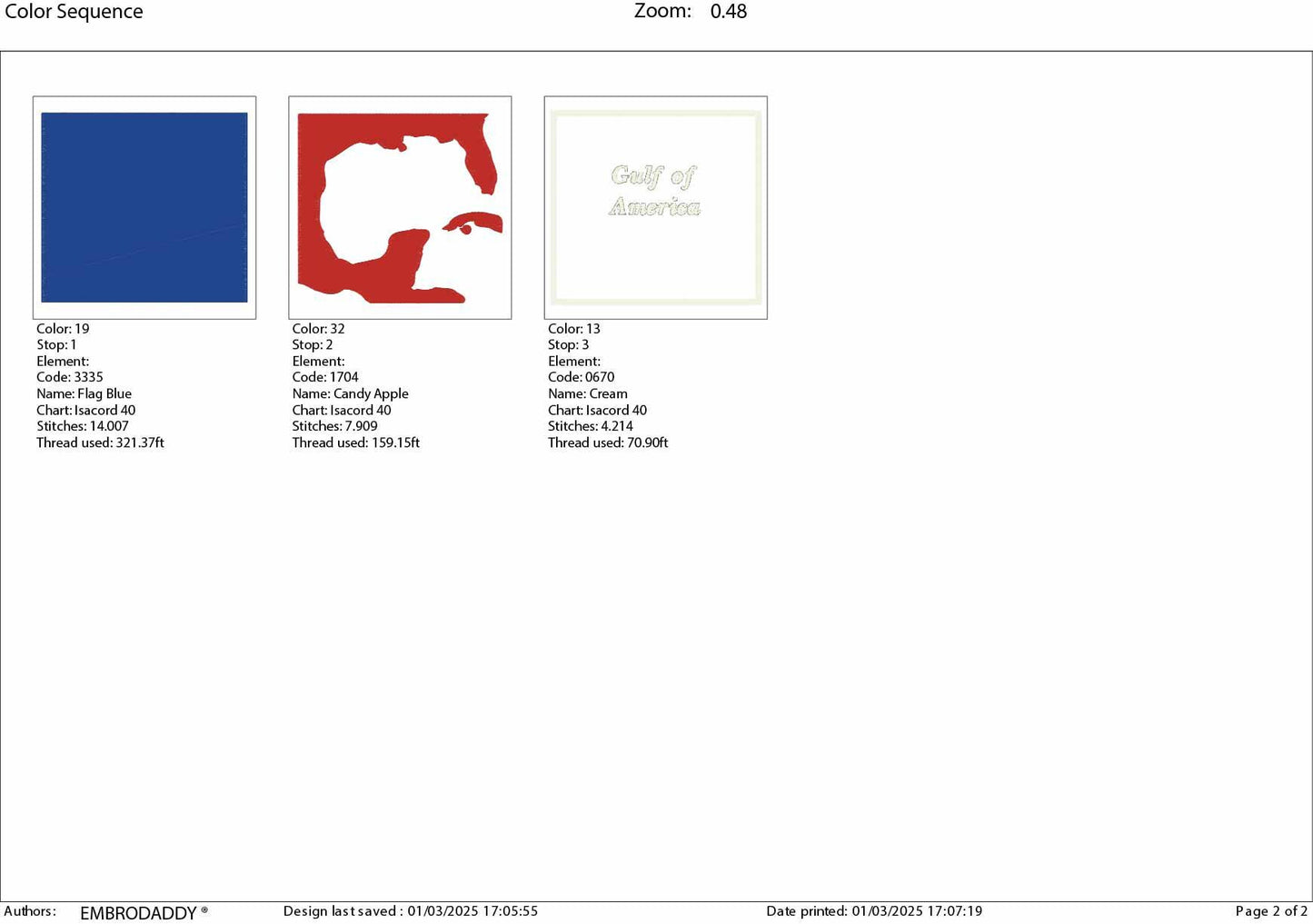 Machine Embroidery files, Gulf Of America Est. 2025 President Trump Best Viral Memes Map Cartography, PES, xxx, dst, hus & more