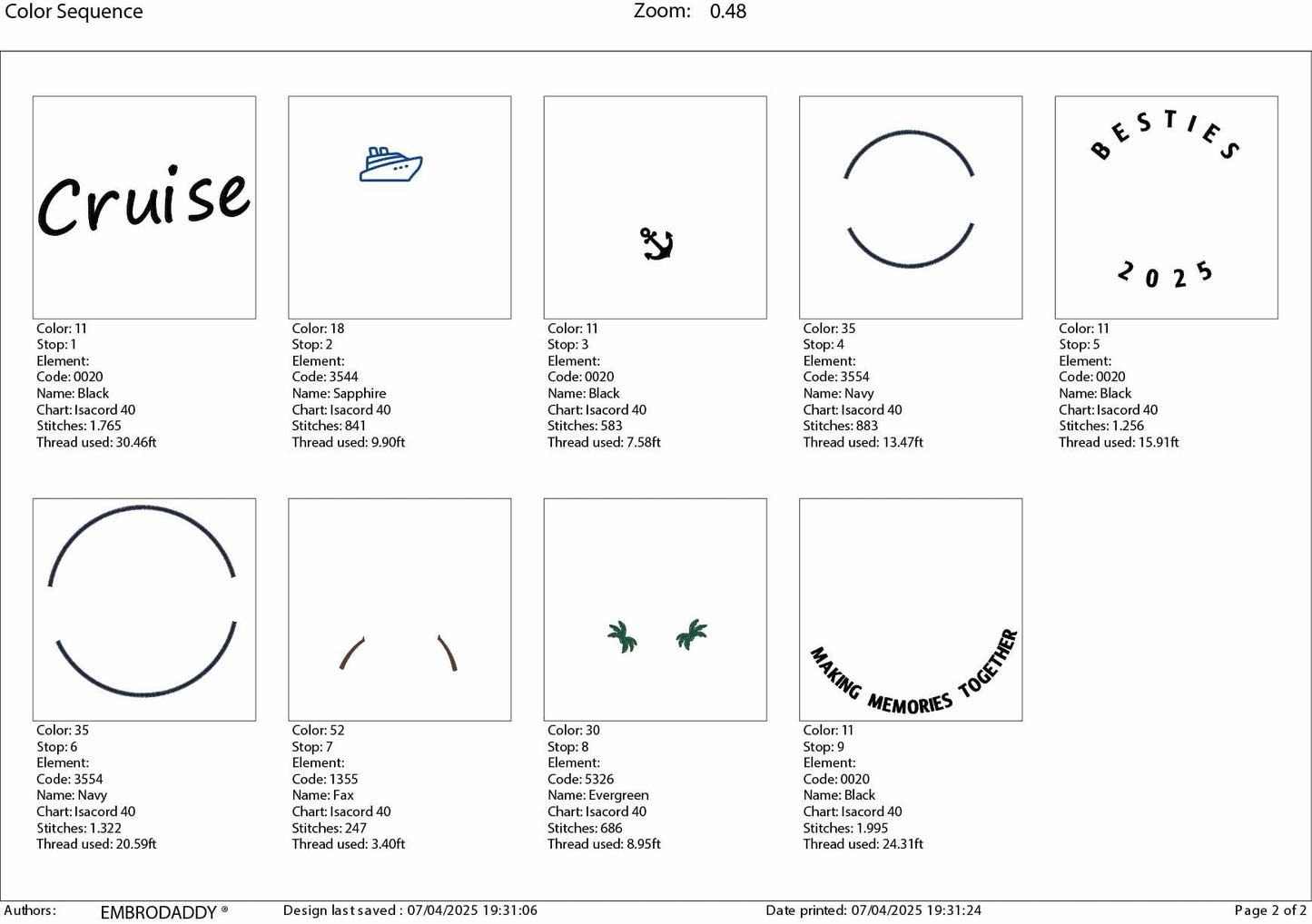 Machine Embroidery files, besties Cruise 2025, memories together, PES, xxx, hus & more, embroidery files