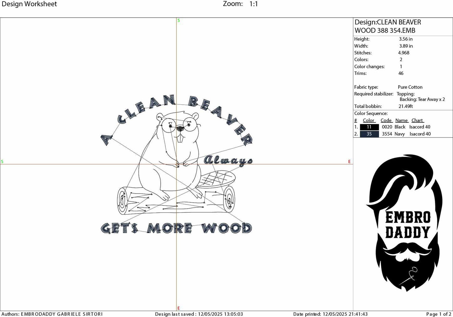 Machine Embroidery files, A Clean Beaver Always Gets More Wood, Funny Beaver Design, Adult Humor Sayings, Gift for Dad, DST, PES, hus & more