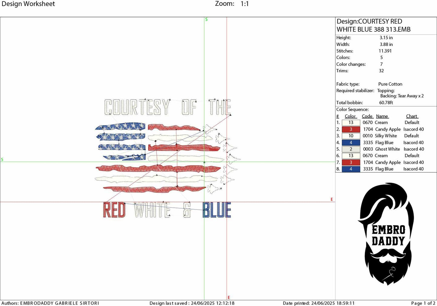 Machine Embroidery files, USA flag, Courtesy Of The Red White And Blue, Independence, 4th Of July, Air Force Flyover, PES, xxx, hus & more