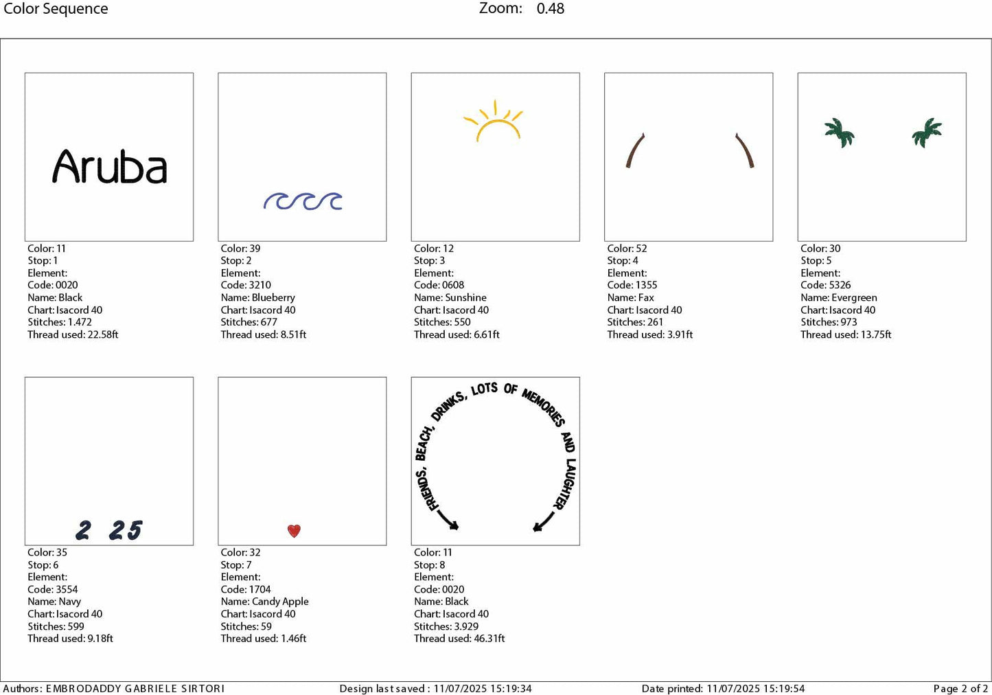 Machine Embroidery files, Aruba 2025, family vacation, beach, family trip, PES, xxx, hus & more