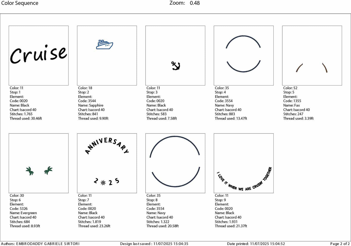 Machine Embroidery files, Anniversary Cruise 2025, cruisin' together, PES, xxx, hus & more, embroidery files