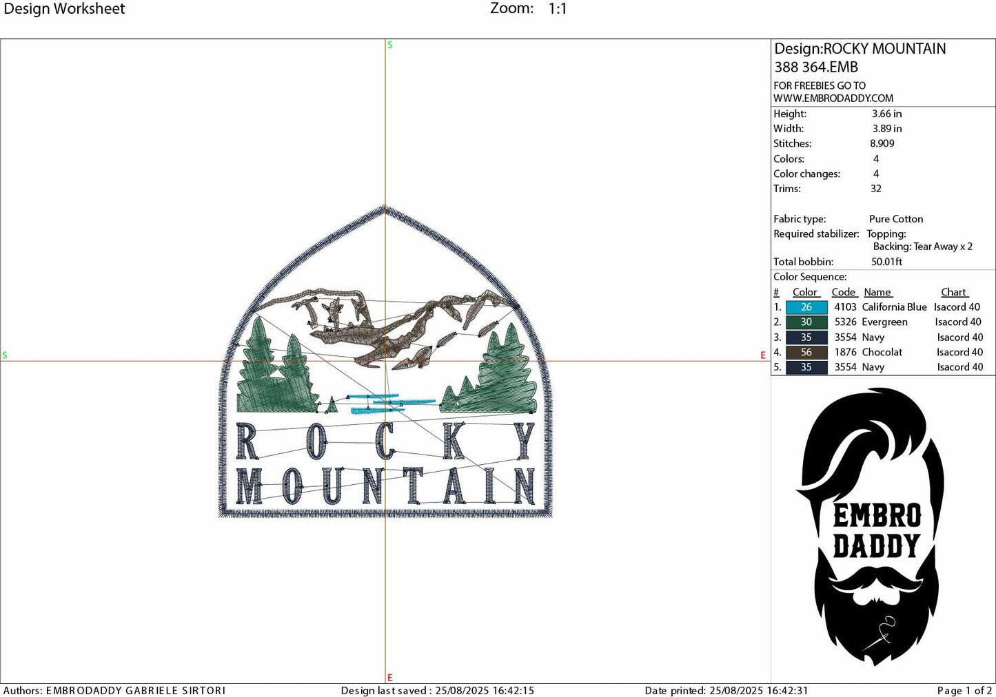 Machine embroidery files, Rocky Mountain National Park Emblem , PES, DST, hus & more