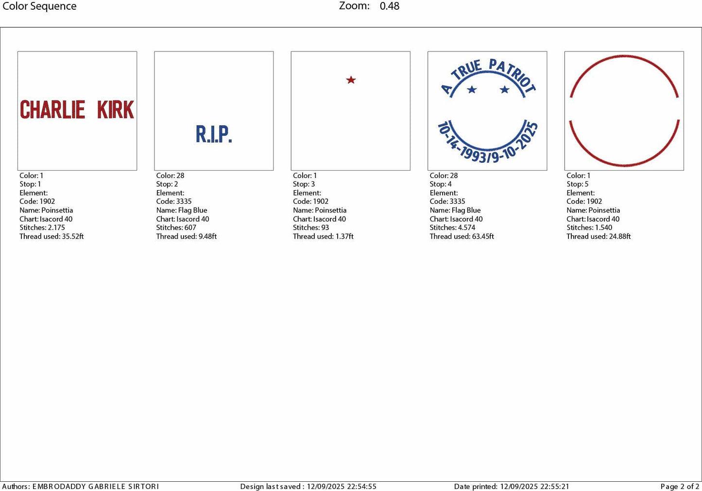 Machine Embroidery files, A True Patriot Charlie Kirk, RIP Charlie Kirk, Memorial, Republican, Tribute Design , PES, xxx, dst, hus & more