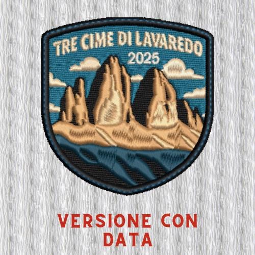 Toppa Ricamata “Tre Cime di Lavaredo” – Patch Dolomiti, Emblema Montagna, Souvenir Italia, Applicazione Termoadesiva per Zaini e Giacche
