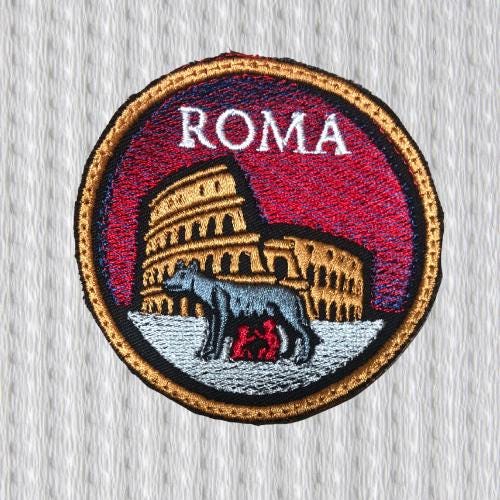 Rome Patch – Roma - Colosseum & She-Wolf Embroidery – Italy Souvenir Badge – Iron On/Sew On Patch – Travel Gift