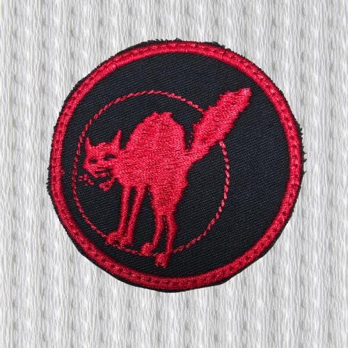 Embroidered Patch, sabocat, Sabo-Tabby, IWW, Socialist, Anarchist, Leftist Patch Sew On, Iron On, width 6,5 cm. x height 6,5 cm.