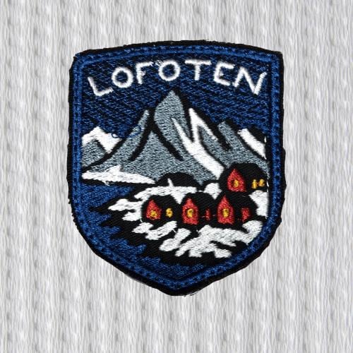 Lofoten Patch – Norway Mountains & Village Embroidered Badge – Nordic Travel Souvenir – Iron On/Sew On Patch