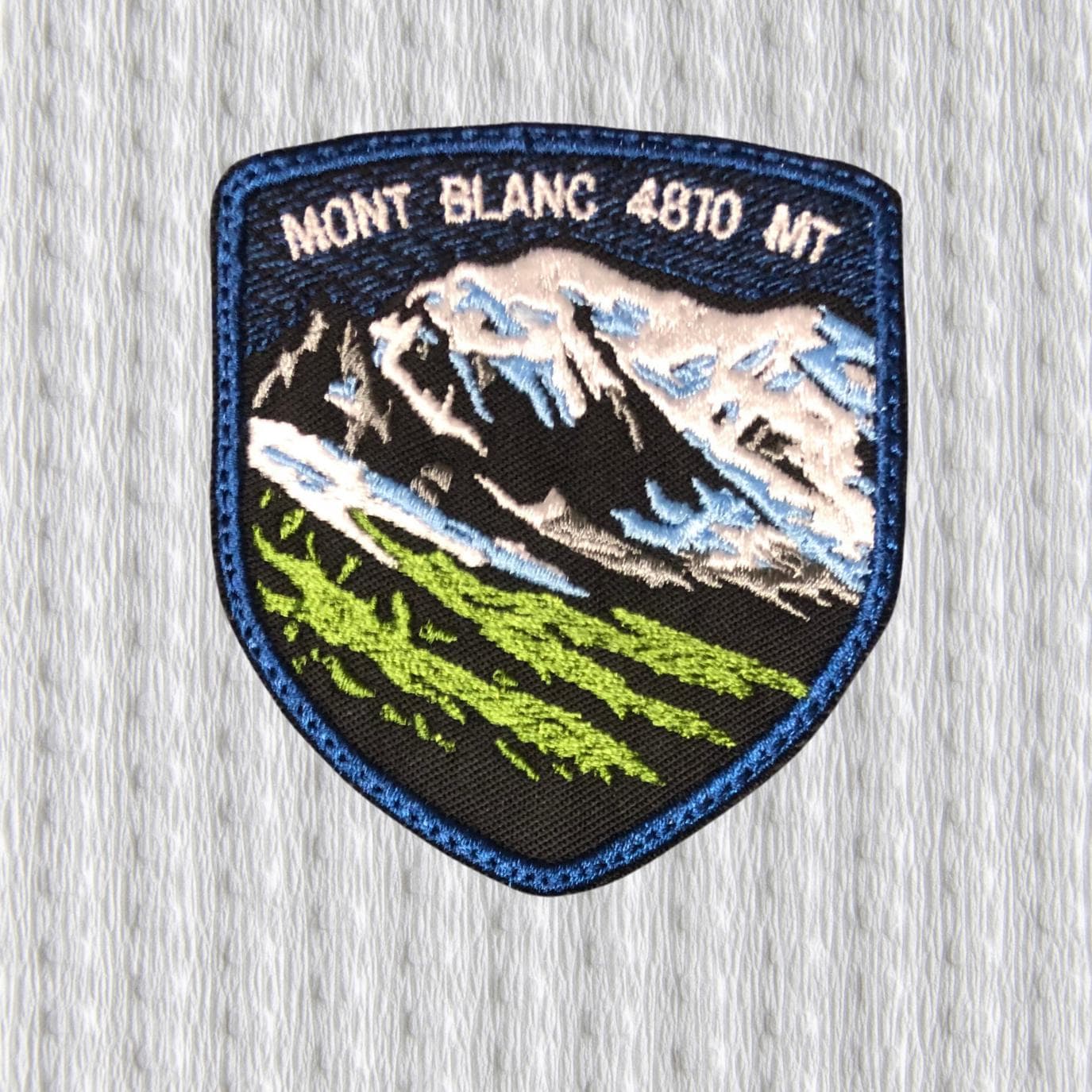 Mont Blanc Embroidered Patch – Alpine Mountain Badge, Outdoor Hiking Patch, 4810m Peak, Iron On Patch