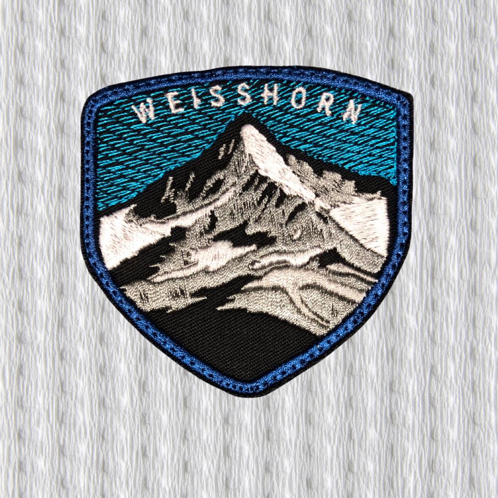 Weisshorn Embroidered Patch – Alpine Mountain Badge, Swiss Alps Climbing Patch, Hiking Mountaineering Emblem