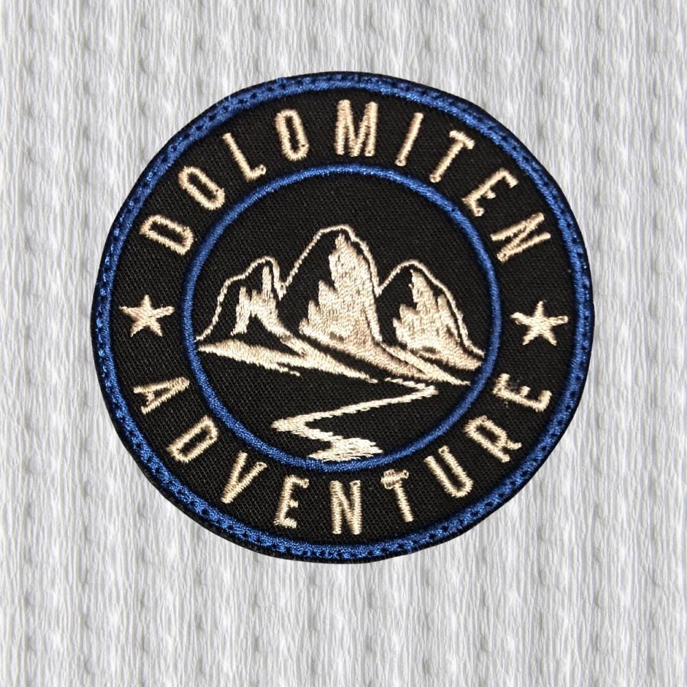 Dolomites Patch – Dolomiten Adventure Embroidered Badge – Alpine Hiking Souvenir – Südtirol Mountain Patch
