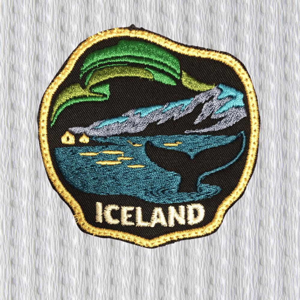 Iceland Patch Aurora Borealis Whale, Iceland Souvenir Patch, Northern Lights Embroidered Patch, Travel Patch Iceland, Iron On Patch Backpack