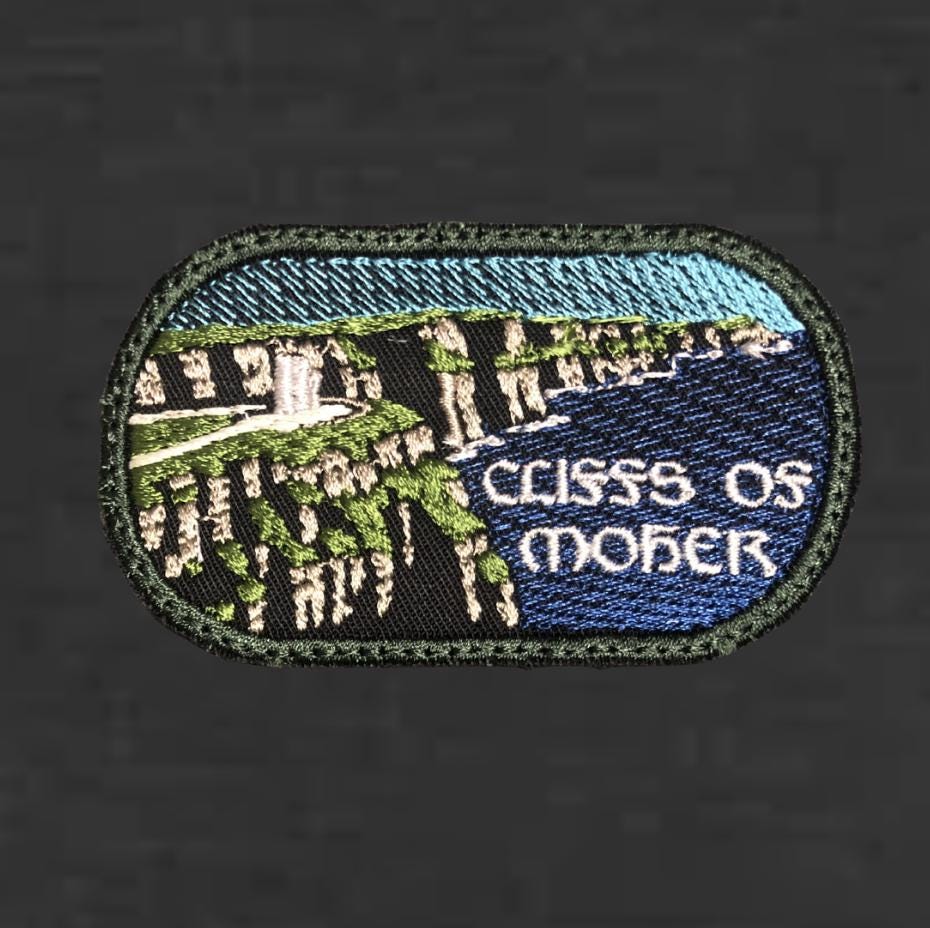 Cliffs of Moher Patch, Ireland Coast Embroidered Patch, Irish Cliffs Travel Badge, O’Brien’s Tower Souvenir Patch