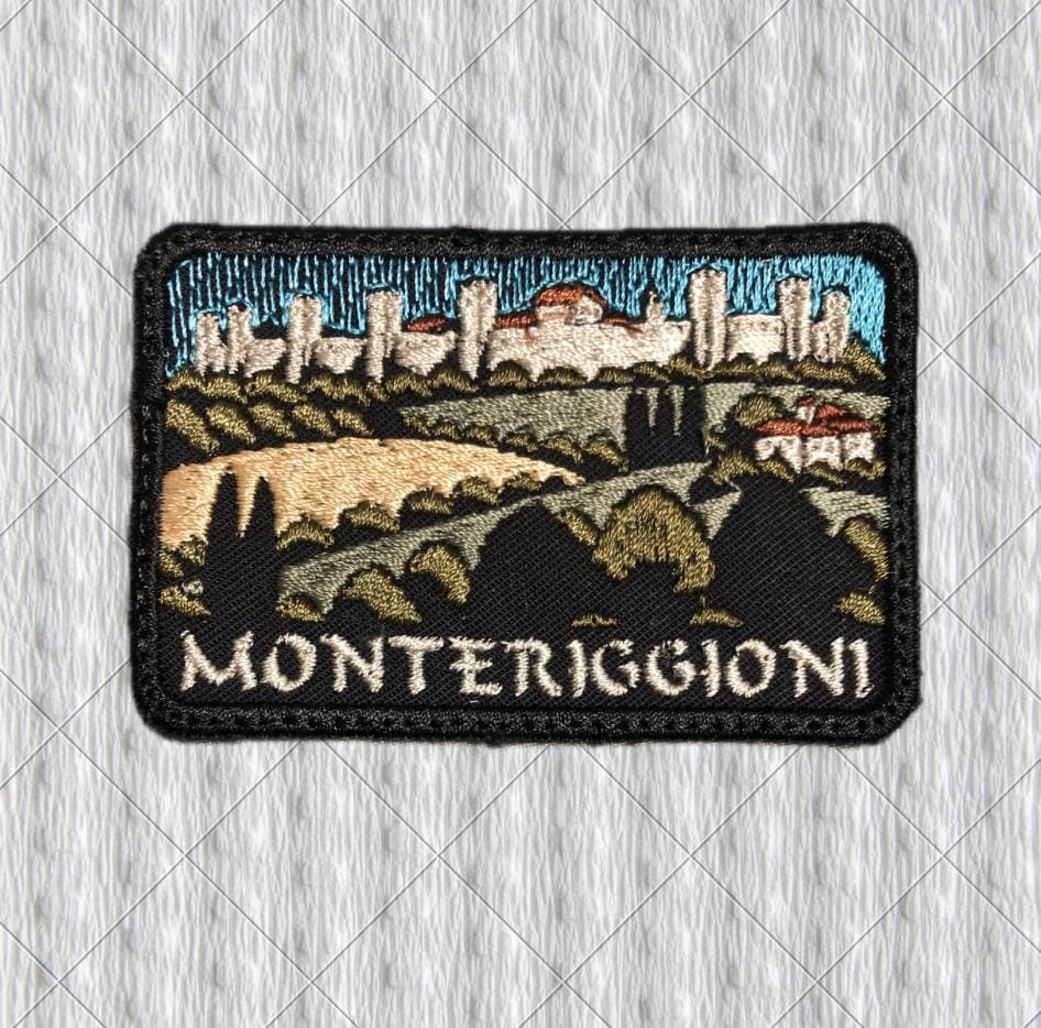 Monteriggioni Embroidered Patch | Tuscany Travel Souvenir Patch | Medieval Village Iron On Patch | Italy Castle Badge for Jacket Backpack
