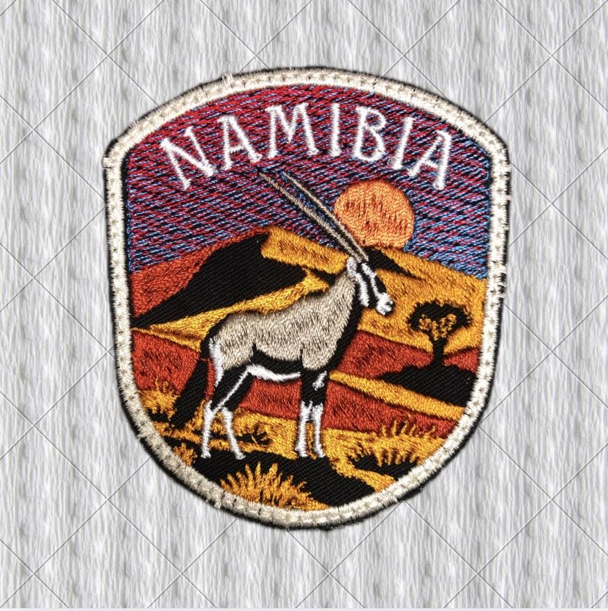 Namibia Oryx Embroidered Patch – Namib Desert Safari Travel Souvenir