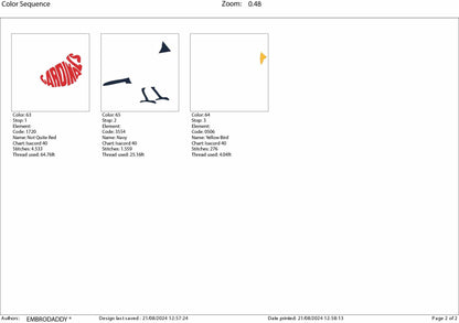 Machine Embroidery, freebies,  cardinals embroidery design, football gift idea PES, xxx, hus & more (Copia)