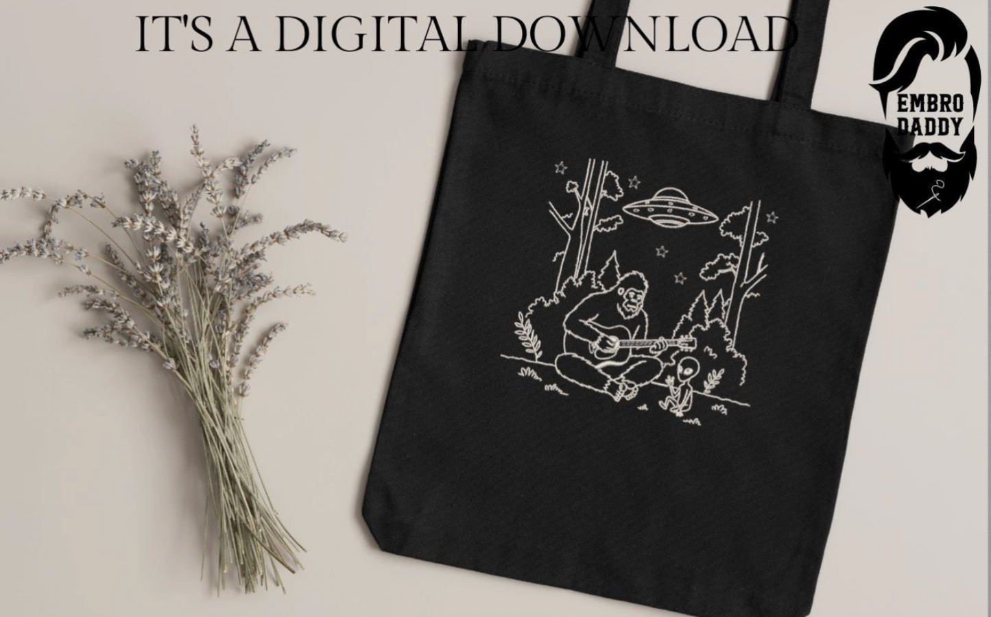 Machine Embroidery files, freebies, Bigfoot Alien, Funny Camping, guitar, PES, xxx, hus & more