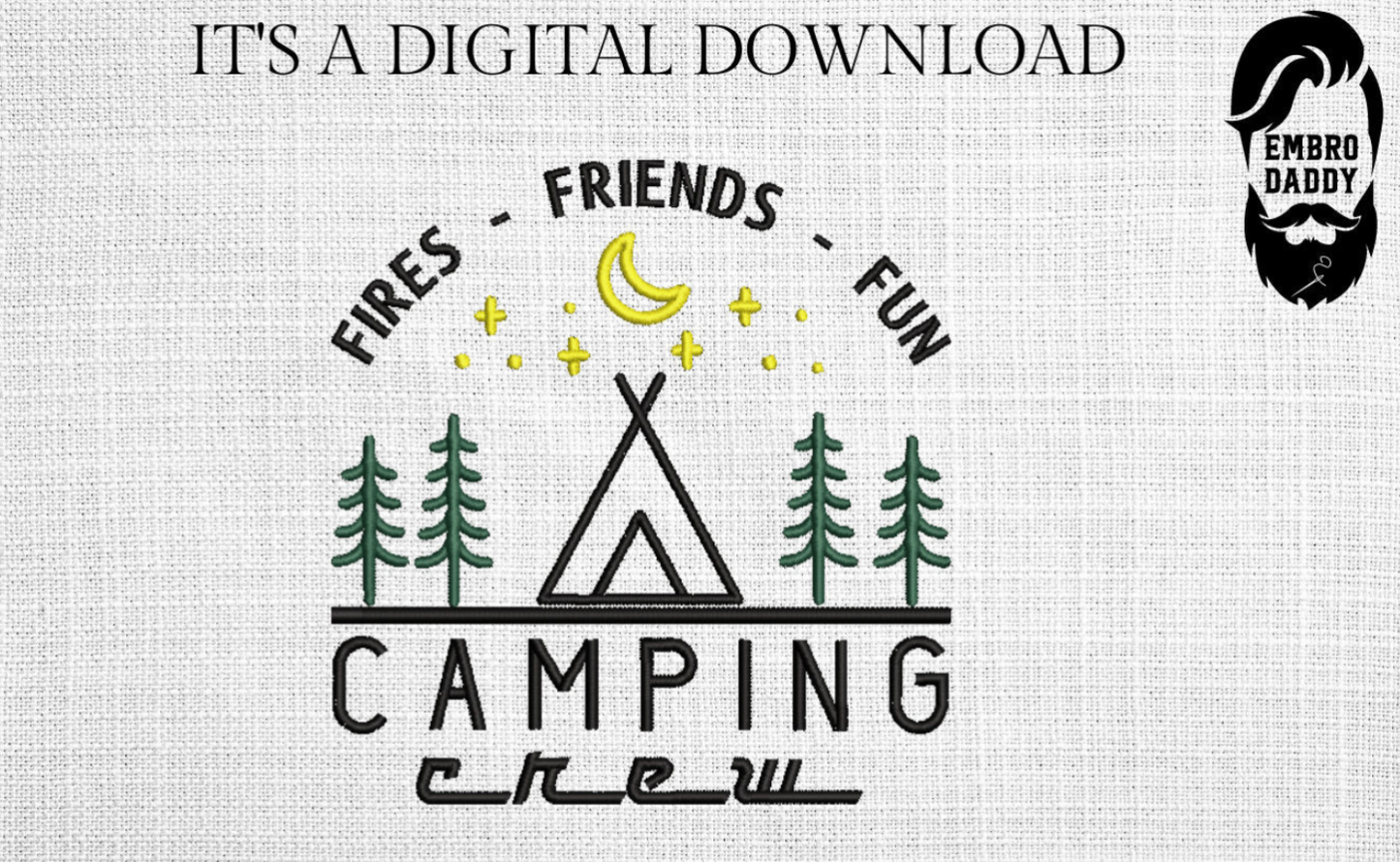 Machine Embroidery files, Camping Crew, freebies, DST, PES, xxx, hus & more