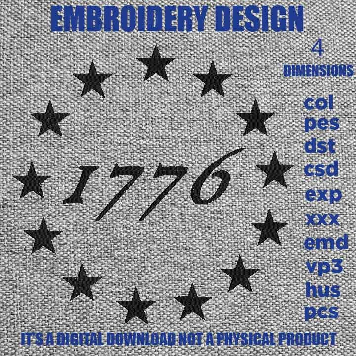 Machine Embroidery, 13 star betsy ross union, Betsy Ross Union, Betsy Ross American Flag gift idea PES, xxx hus & more, patriotic embroidery