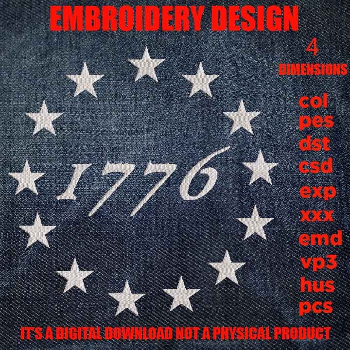 Machine Embroidery, 13 star betsy ross union, Betsy Ross Union, Betsy Ross American Flag gift idea PES, xxx hus & more, patriotic embroidery