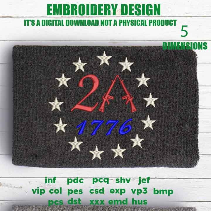 Machine Embroidery, 13 stars Betsy Ross union, 2nd amendment, guns, Betsy Ross American Flag gift idea PES, xxx hus & more, patriotic