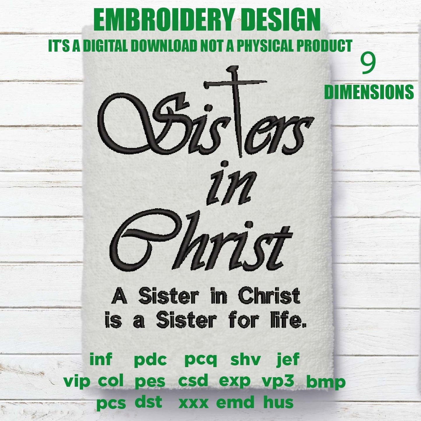 Machine Embroidery, Sisters in Christ sister for life embroidery files, christian gift idea PES, xxx, hus & more, fellow believer