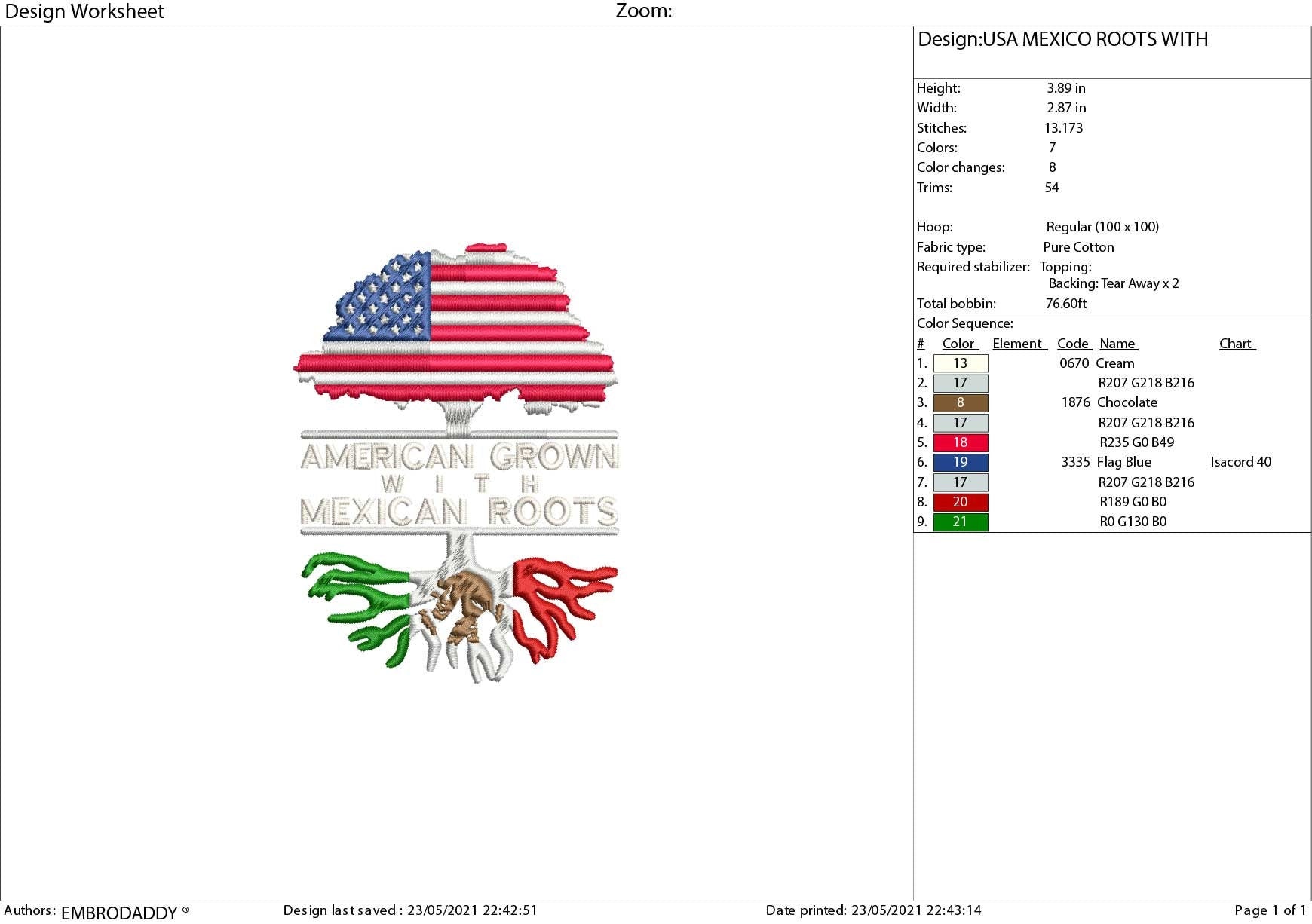 Machine Embroidery, American Grown Mexican Roots Family Quote, gift idea PES, xxx, hus & more, Family reunion American Flag Mexican Flag