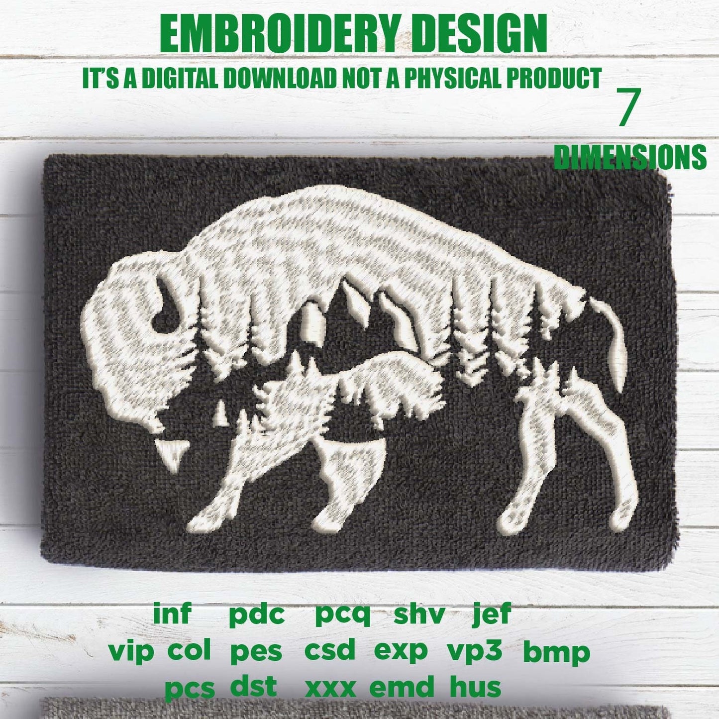 Machine Embroidery, bison landscape embroidery files, hiker Gift Idea, nature Design, PES, xxx, hus & more, buffalo pes