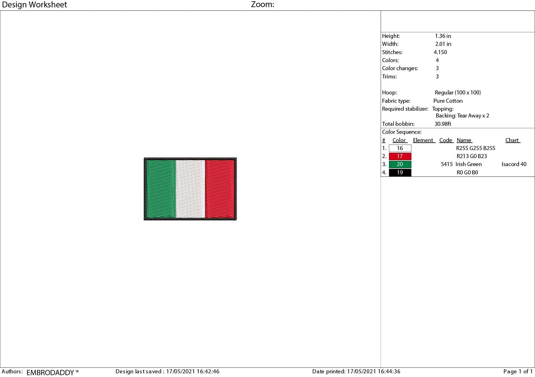 Machine Embroidery, Italian flag 7 sizes, italian lover, Italy embroidery files, gift idea PES, xxx, hus & more