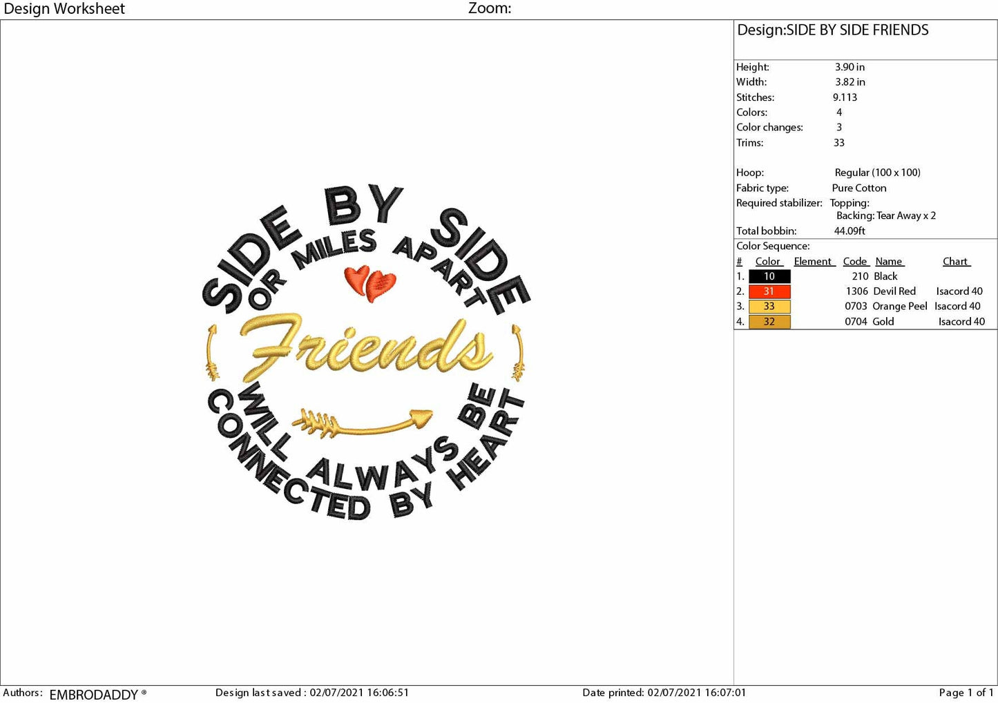 Machine Embroidery friends, embroidery files, Side By Side or Miles Apart friends, Connected By Heart gift idea PES, xxx, hus & more